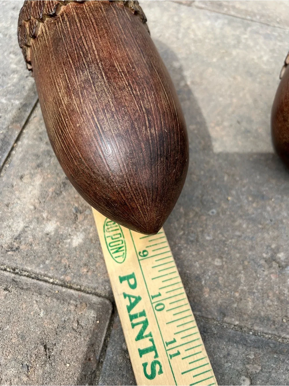 Pair of Large 7-9” Faux Bois Resin Acorn Sculptures – Woodland Decor Figurine
